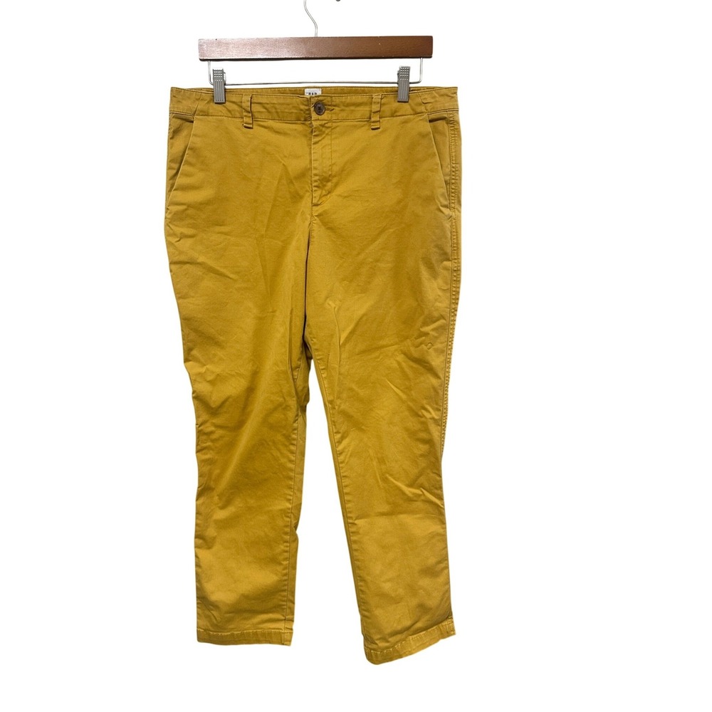 GAP Women's 12 Mustard‎ Yellow Girlfriend Khaki Pants Straight Trousers Preppy